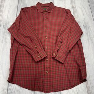 Orvis Button‎ Shirt L Large Red Classic Fit Long Sleeve Mens